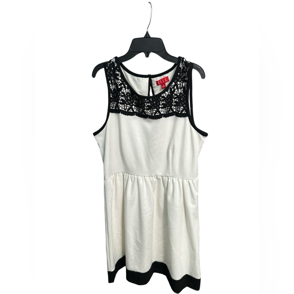 Elle Black & White Dress with Lace Details
